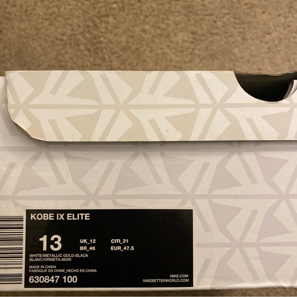 BRAND NEW Kobe 9 Elite Gold Fundamentals 2014 White/Gold Men’s Size 13 OG (RARE) main image 9
